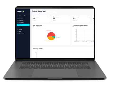 bidworx tender intelligence platform dashboard showing risk analysis and fit assessment